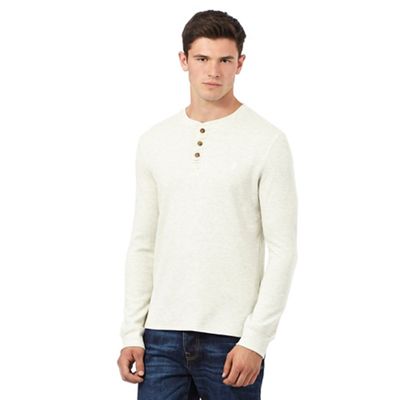 St George by Duffer Big and tall cream long sleeve waffle top